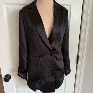 Superdown Classic Satin Black Blazer XS